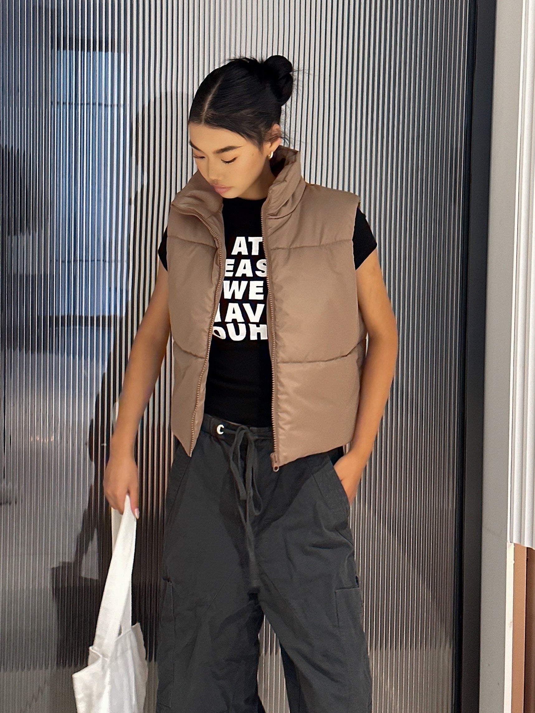 High Neck Zip-Up Vest Sleeveless Outerwear