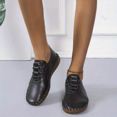 Women's Solid Flat Shoes Comfortable Closed Toe Lace Up Shoes