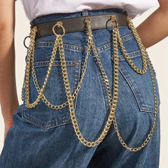Golden Chain Tassel Belt Punk Hip Hop Decorative Waistband For Women