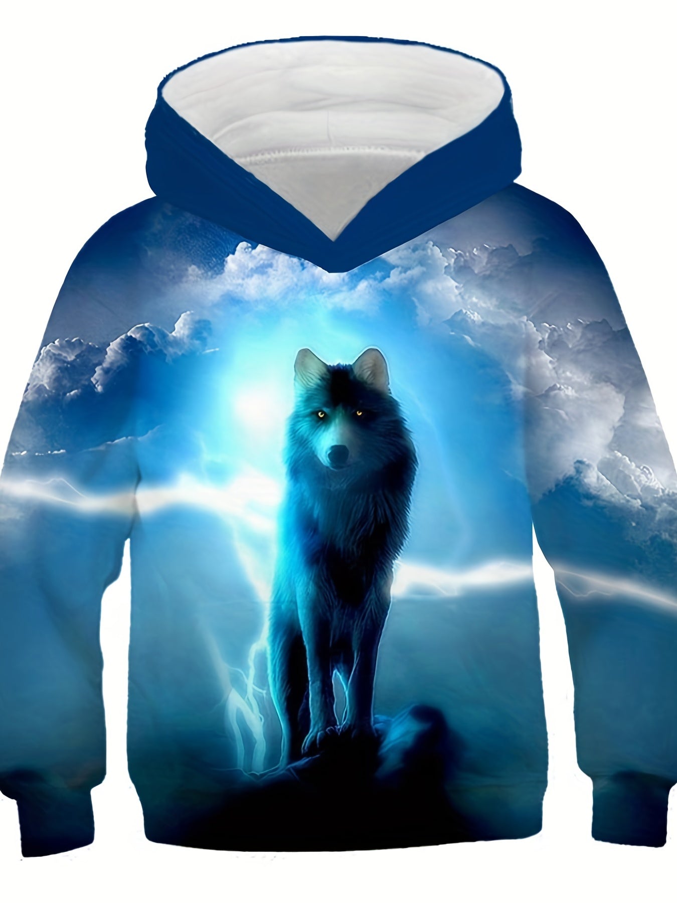 Boy's Sky & Wolf Graphic Hoodie Casual Breathable 3D Print Hooded Sweatshirt