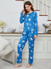 12 Constellations Print Pajama Set for Women