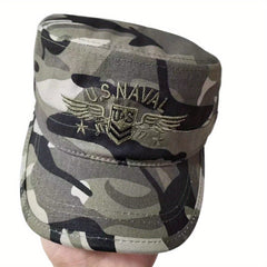 Men's Camo Flat Top Cotton Hat Embroidered Caps