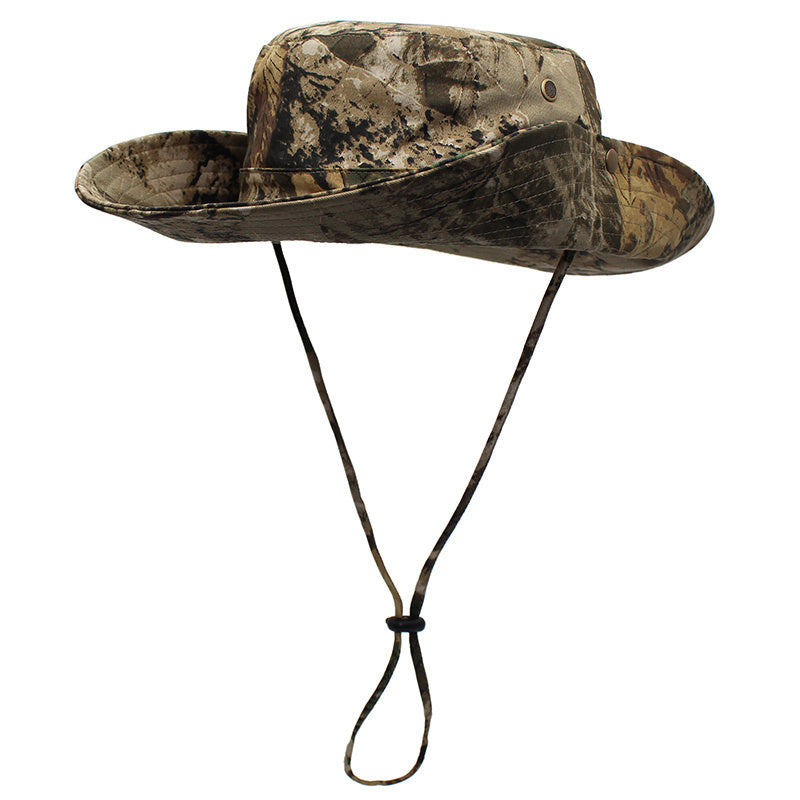Men's Wide Brim Bucket Hat Sunscreen Benny Hat Camouflage Jungle Fishing Cowboy