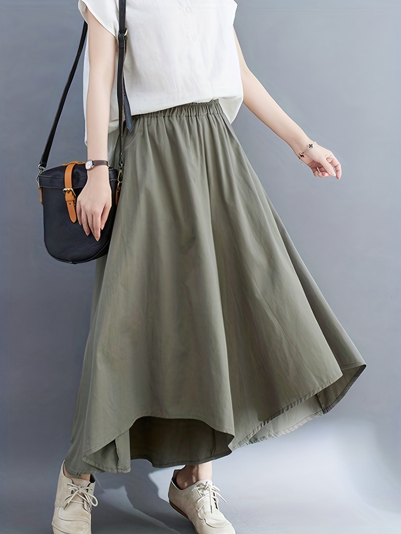 High Waist Wide Leg Pants Casual Elastic Solid Culottes Palazzo Pants