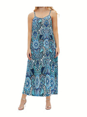 Floral Print V Neck Maxi Dress