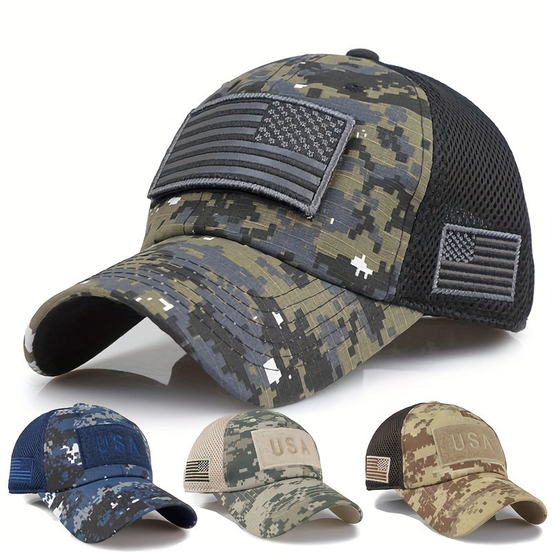 Camouflage Trucker Hat Flag Embroidery Baseball Cap Patriotic Dad Hats