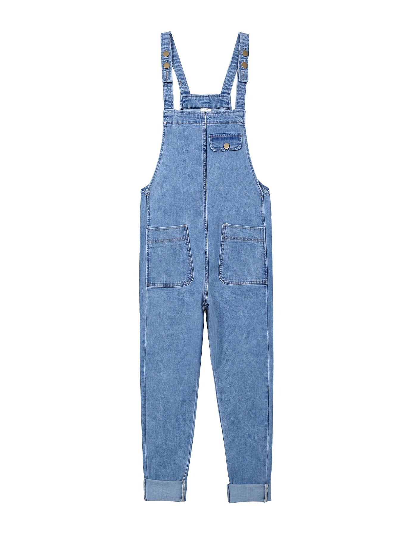 High Rise Straight Leg Denim Overalls Women's Plus