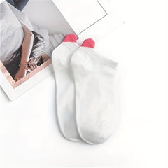 6 Pairs Heart Pattern Socks Low Cut Ankle Socks Women's Stockings