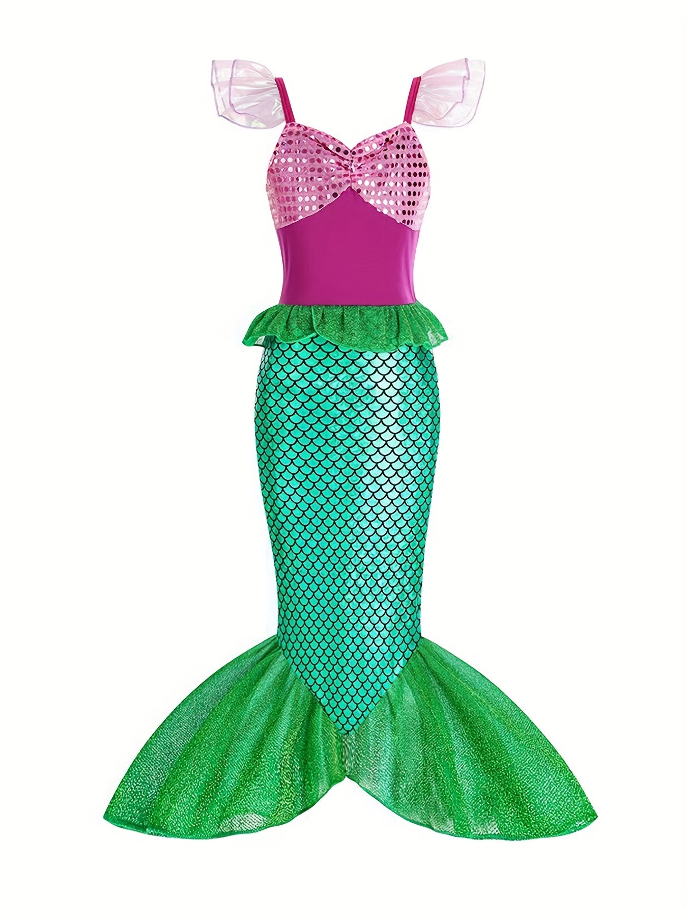 Mermaid Princess Dress with Accessories Fish Scale Print Camisole Dress