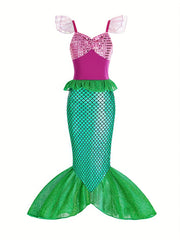 Mermaid Princess Dress with Accessories Fish Scale Print Camisole Dress