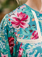 Plus Floral Print Long Sleeve Tee Dress