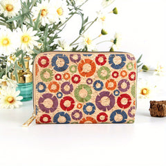 Vintage Pattern Clutch Coin Purse Zipper Around Wallet