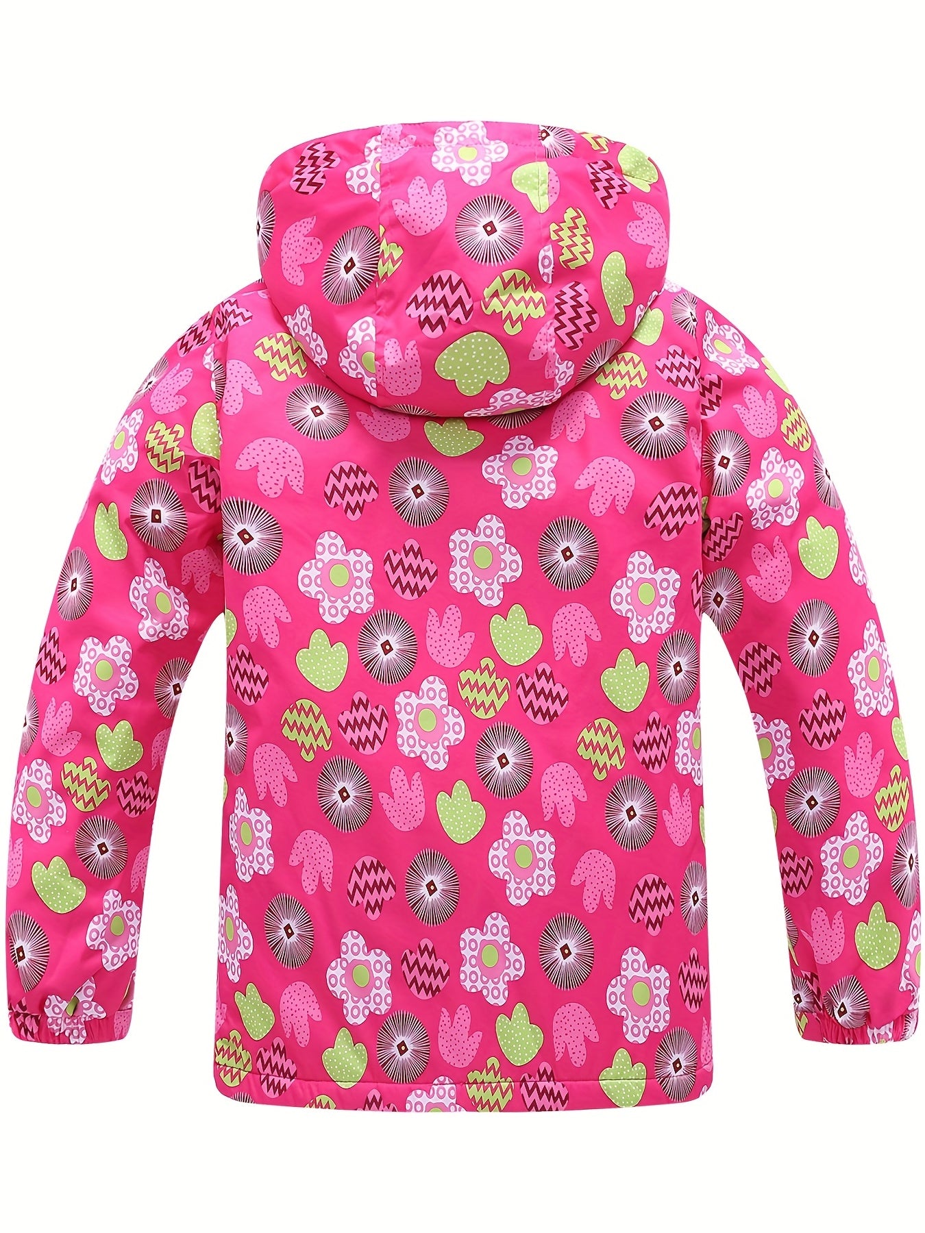 Toddler Girls Flowers Hooded Jacket Waterproof Windproof Zipper Coat