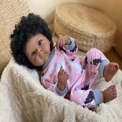 Dark Skin Bettie Vinyl Baby Girl Doll with Rooted Hair Brown Eyes