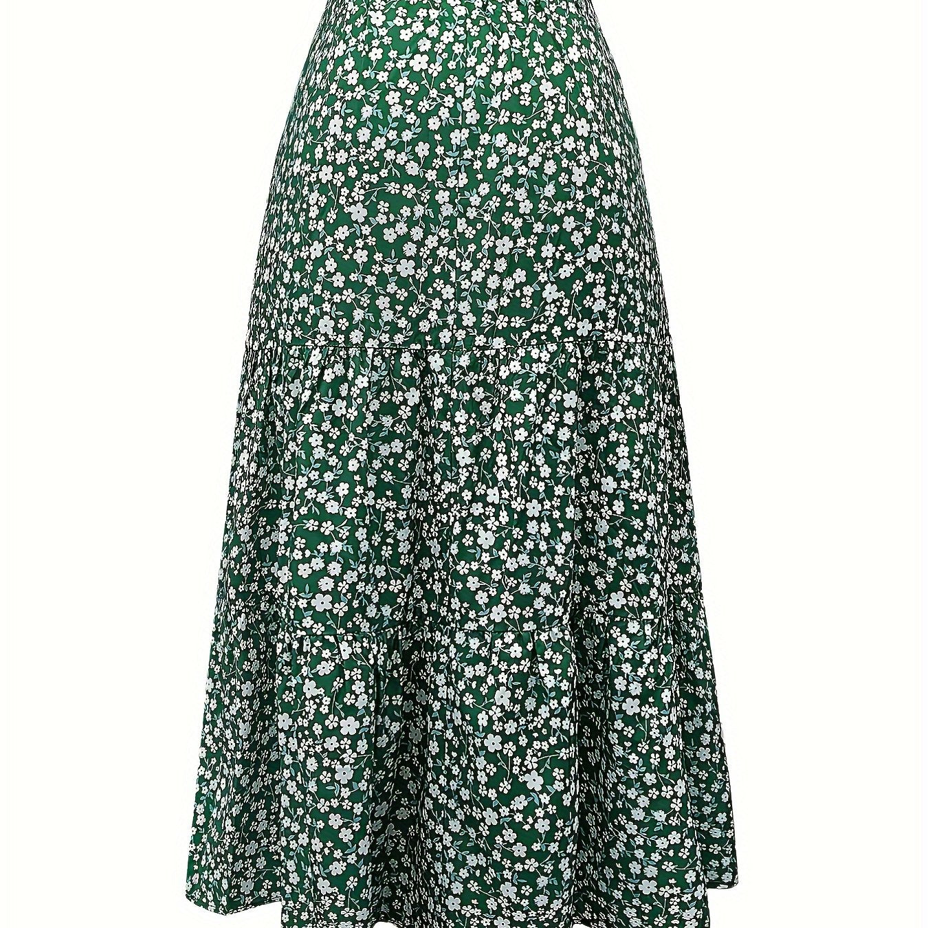 Women's Plus Ditsy Floral Print Smock Maxi Skirt