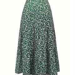 Women's Plus Ditsy Floral Print Smock Maxi Skirt