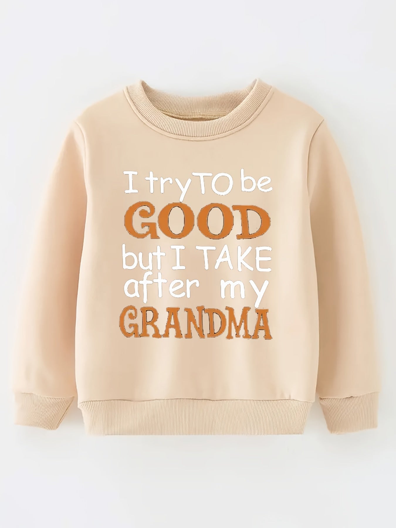 Grandma Loves Me Graphic Print Crew Neck Sweatshirt for Toddler Girls