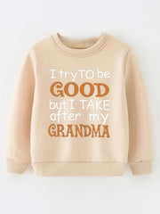 Grandma Loves Me Graphic Print Crew Neck Sweatshirt for Toddler Girls
