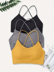 3 Pcs Girls Crisscross Back Sports Bras for 10-14 Years Old
