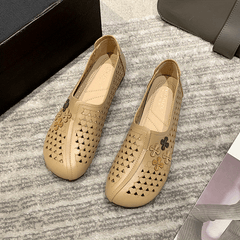 Women's Hollow Out Casual Flat Shoes Flower Decor Slip On Comfy Non Slip Flats