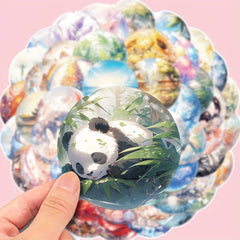 50 Whimsical Glass Ball Cartoon Stickers for Laptops Water Bottles Scrapbook