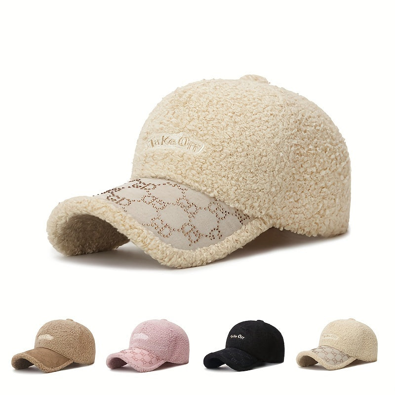 Winter Lamb Wool Thickened Hat Casual Versatile Baseball Cap for Women Men