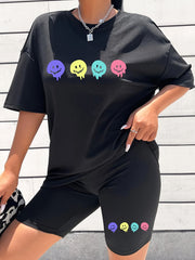 Melting Smile Two Piece Set Crew Neck T-Shirt & Shorts