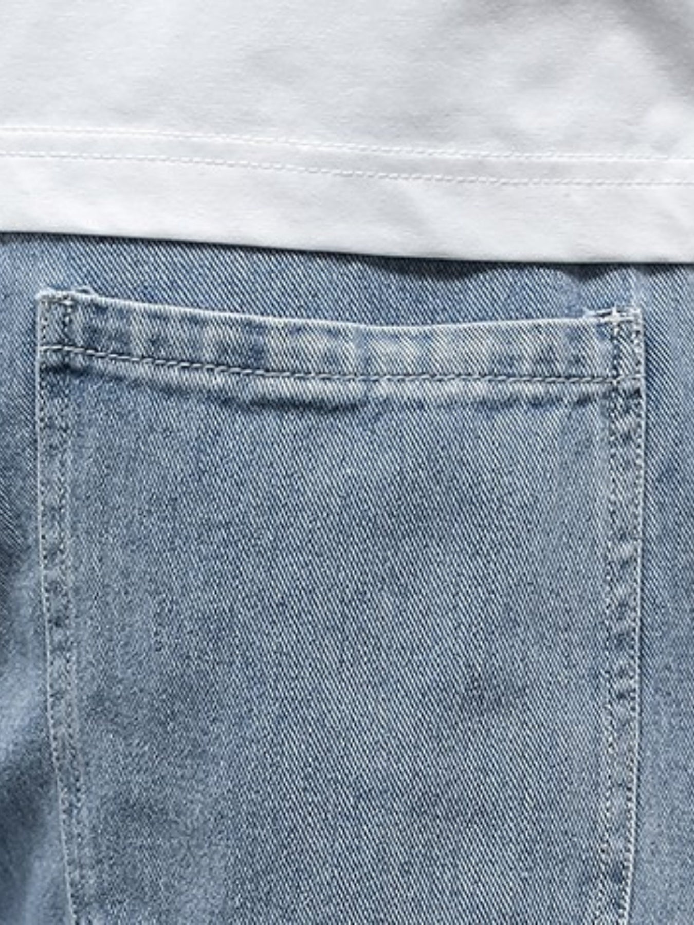 Men's Denim Cropped Pants Elastic Waist Straight Leg Harem
