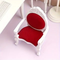 1:12 Dollhouse Furniture Vintage Wood Armchairs with Red Cushions