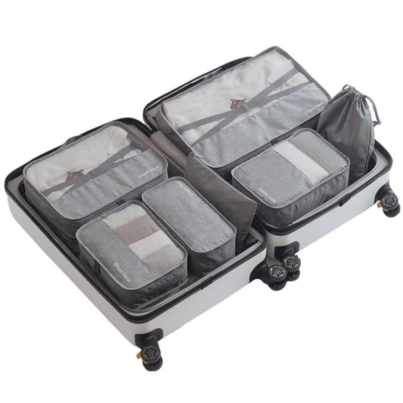 7Pcs Travel Bag High Mesh Bag Clothing classification Luggage cube Box
