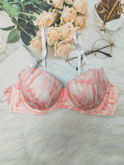 Colorblock Push Up Bra & Bow Tie Panties Set