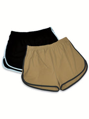 2 Pack Plus Size Pajama Shorts Set Women's Elastic Waist Dolphin Shorts