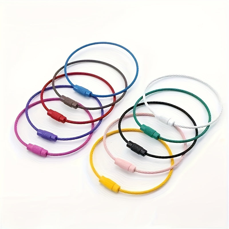Stainless Steel Key Ring Loop Wire Keychain Rotating Screw Key Ring