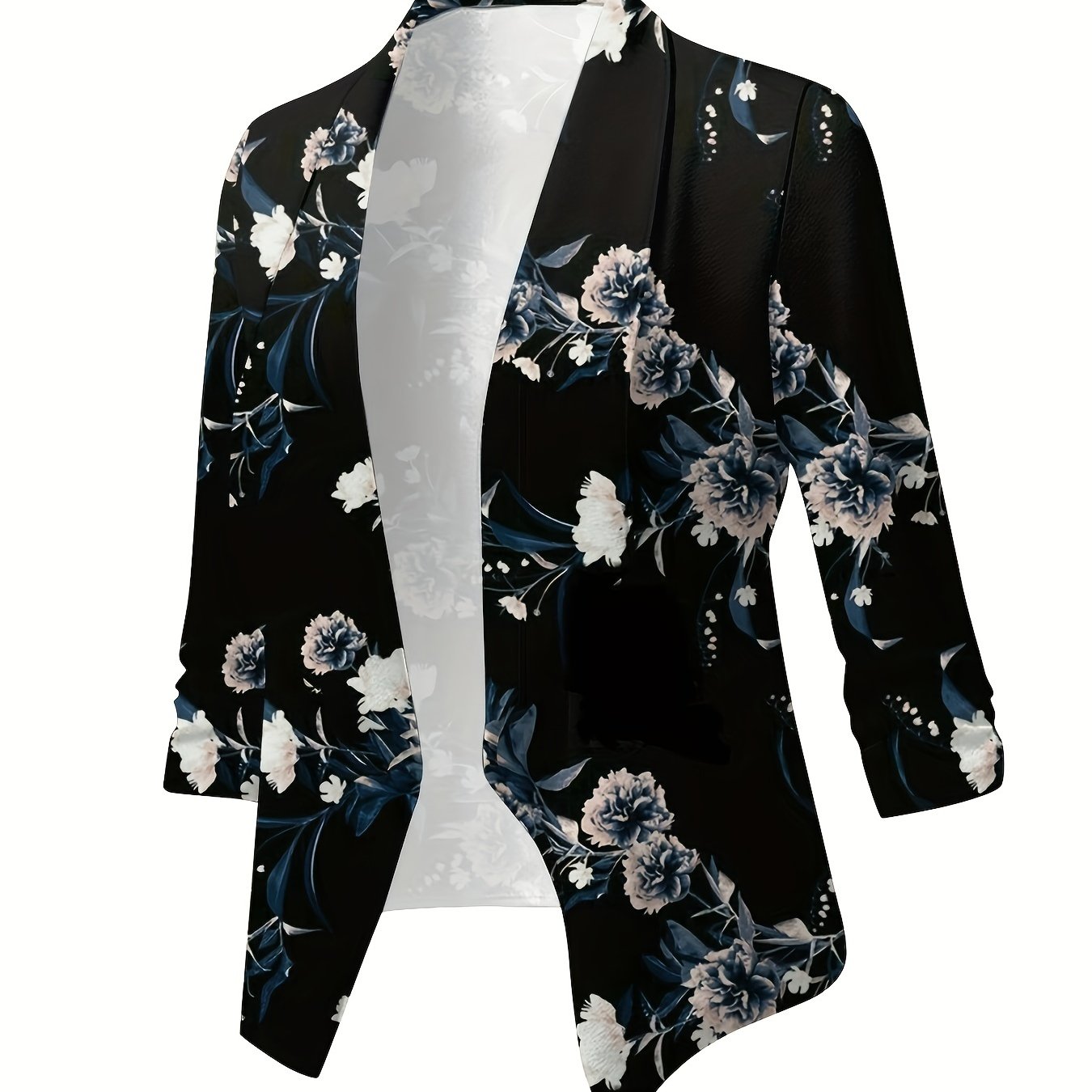 Floral Blazer Women's Shawl Collar Blouse