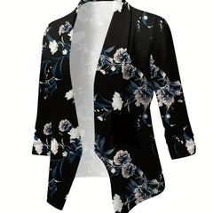 Floral Blazer Women's Shawl Collar Blouse