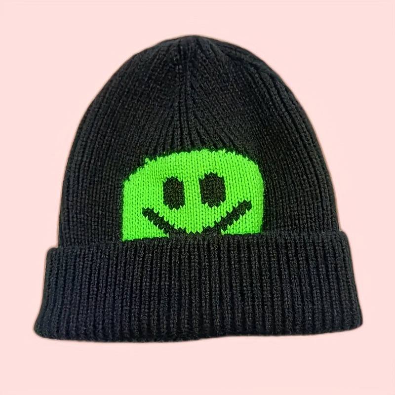 Smile Face Pattern Knit Beanie Hat for Men and Women