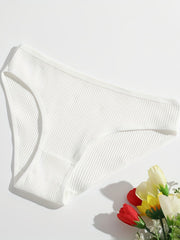 4pcs Ribbed Briefs Comfy Stretchy Intimates Panties Women's Lingerie