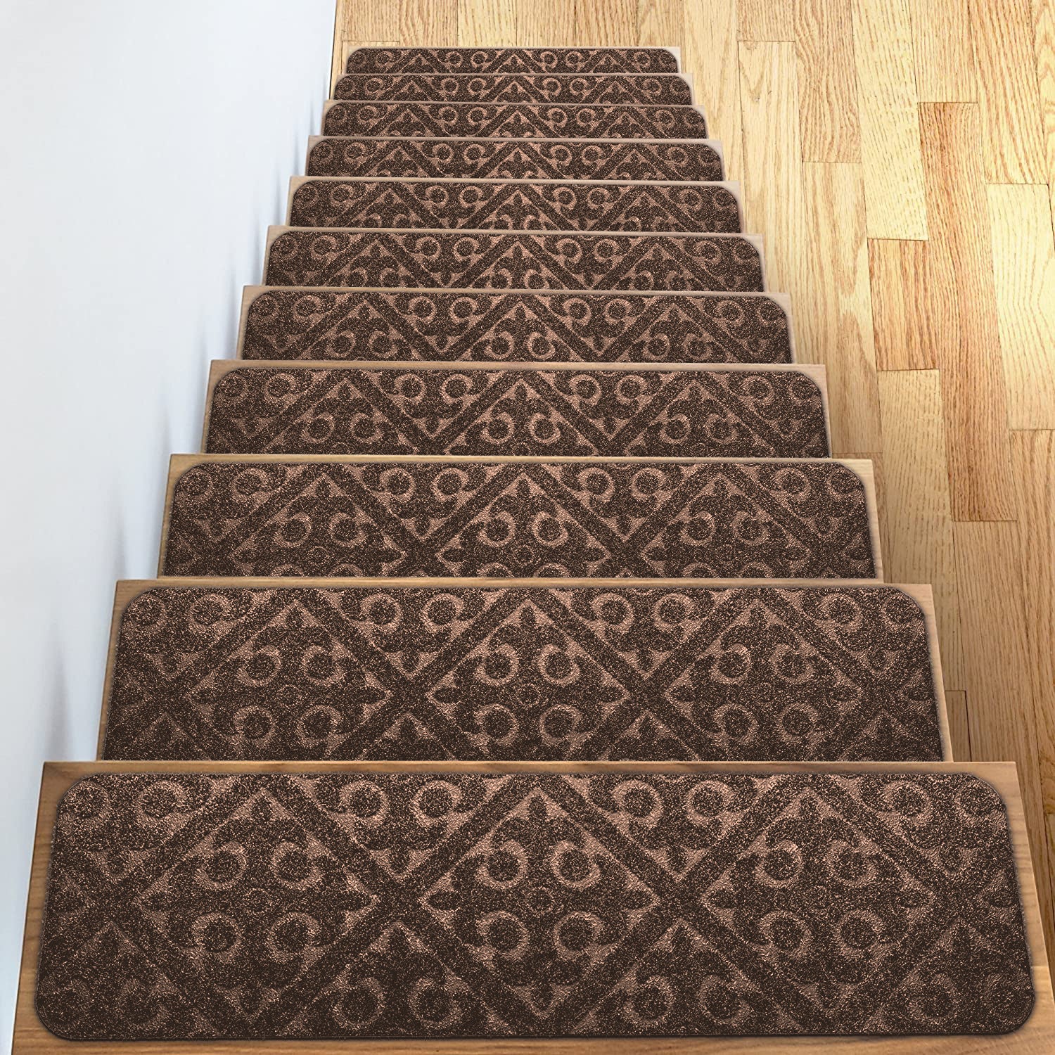15pcs Non-slip Self-Adhesive Stair Mat Embossed Step Sticker