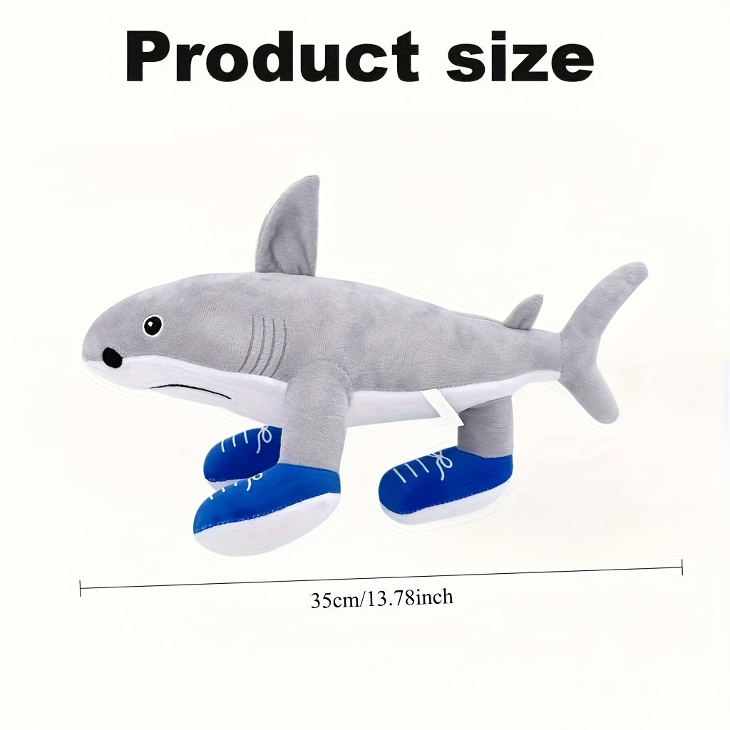 Adorable Shark Plush Toy Soft Polyester Stuffed Animal Gray Tralako