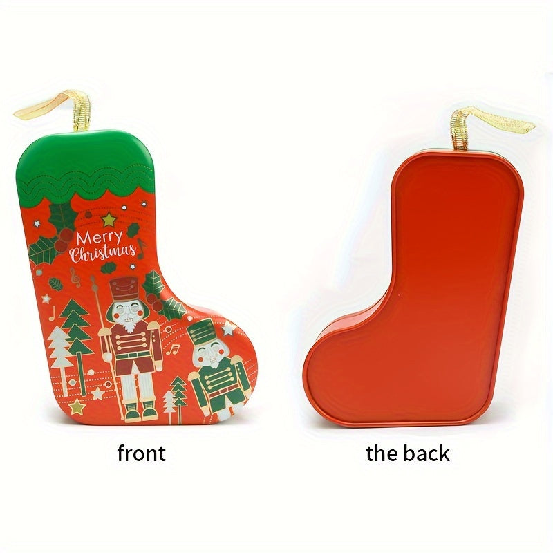 2pcs Tin Stocking Candy Jar Christmas Hanging Decoration