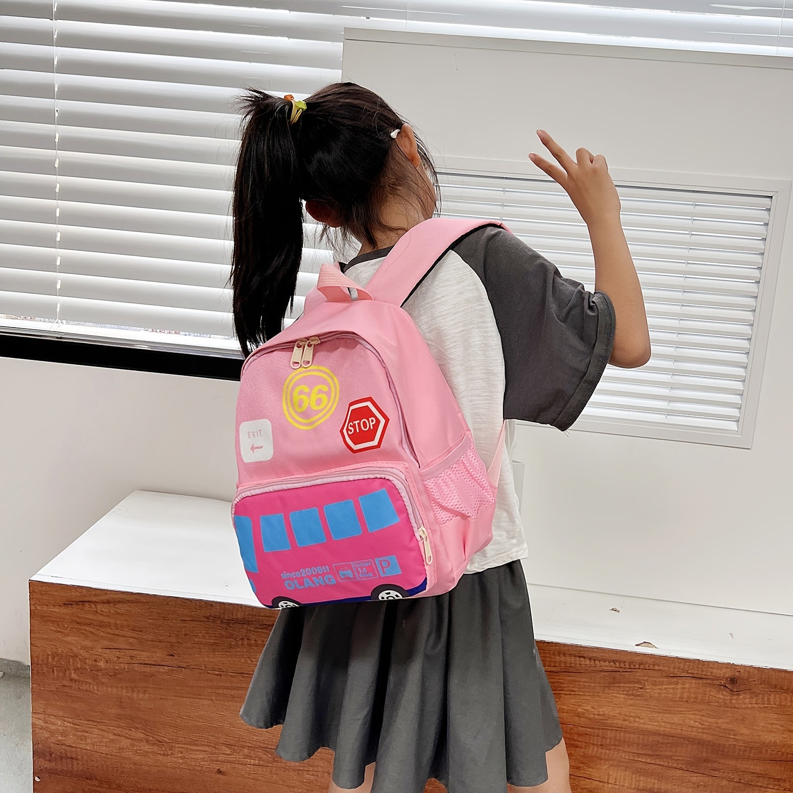 Car Pattern Kids Backpack Waterproof School Bag for Boys Girls