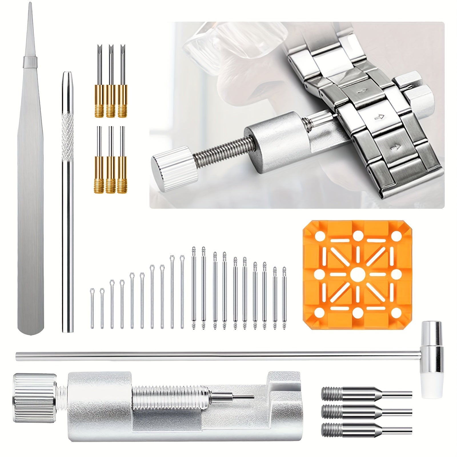 34pcs Watch Link Removal Tool Kit Professional Watch Band Replacement Tool Kit