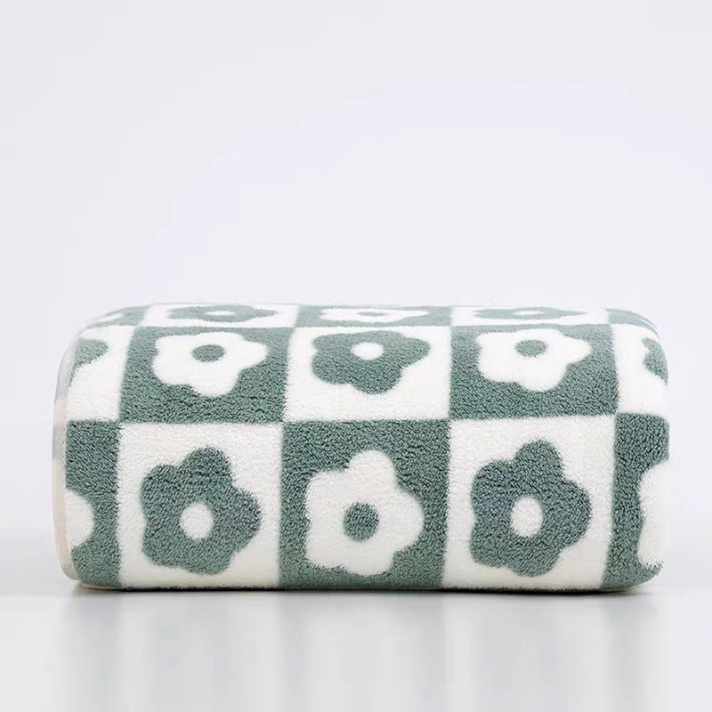 Flower Pattern Bath Towel Coral Fleece Soft Absorbent Towel