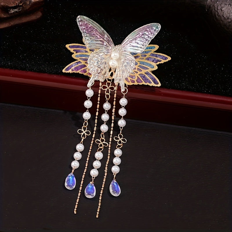 Vintage Hanfu Hair Clips Butterfly Tassel Traditional Hair Accessories