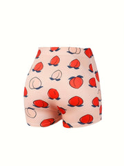 Peach Print High Rise Skinny Shorts