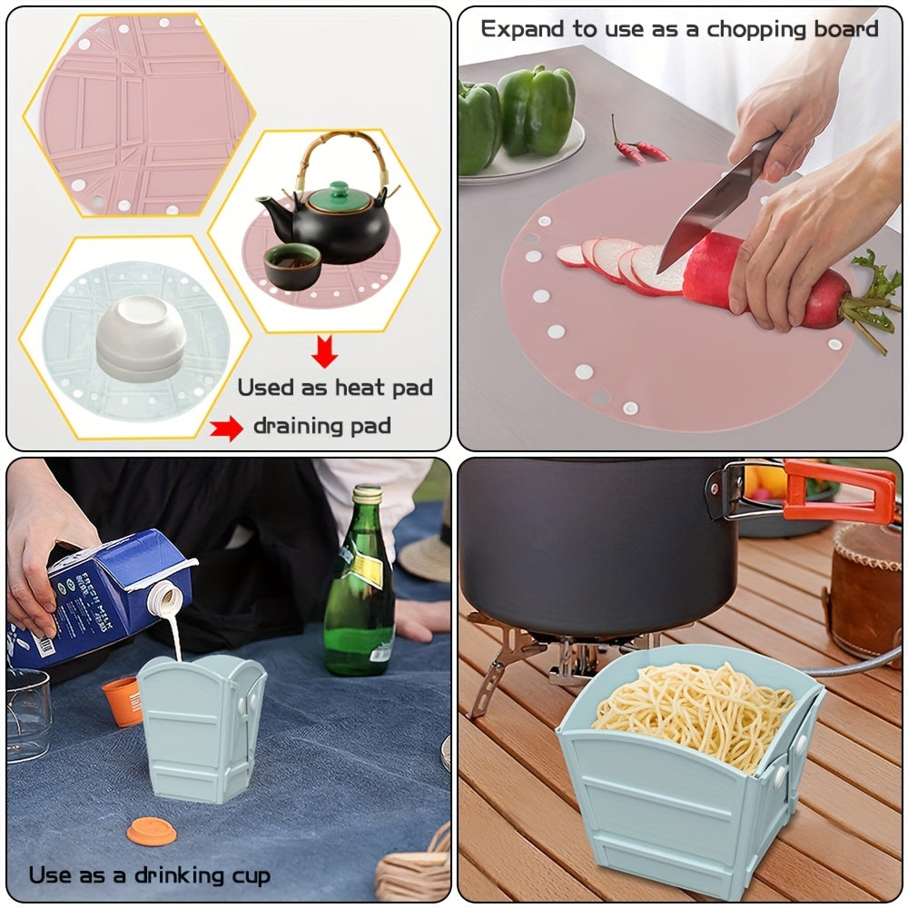 Collapsible Silicone Bowl And Plate Set for Family and Camping