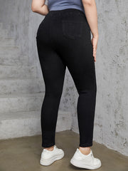Casual Jeans Women's Plus Solid Elastic Skinny Jeans