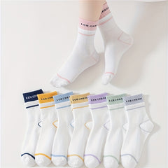 8 Pairs Letter Print Mid Tube Socks Women's Stockings