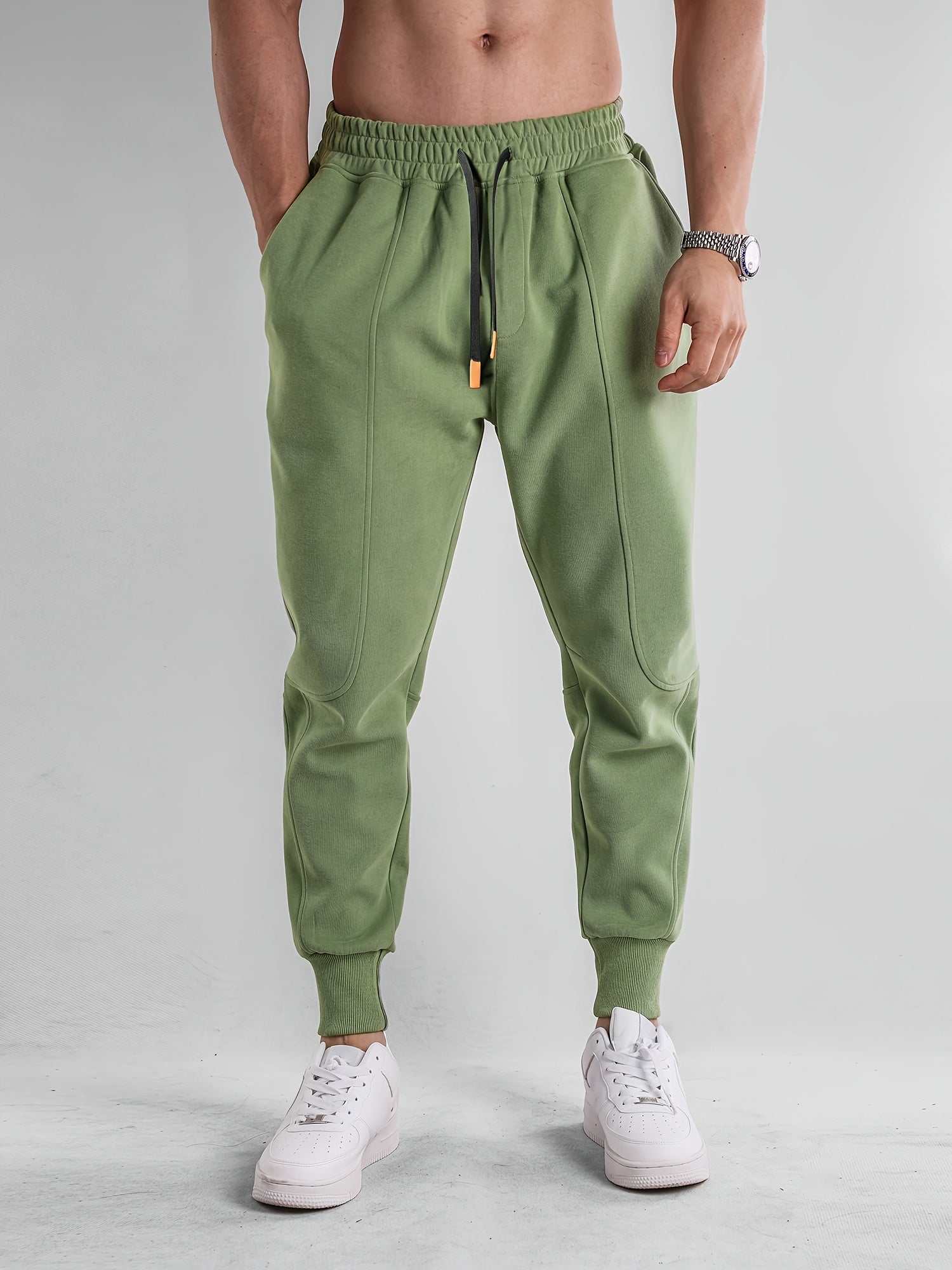 Men's Drawstring Solid Sweatpants Warm Casual Jogger Pants