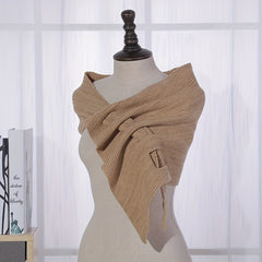 Hollow Knot Shawl Solid Cashmere Warm Wrap Outdoor Neck Collar Cape